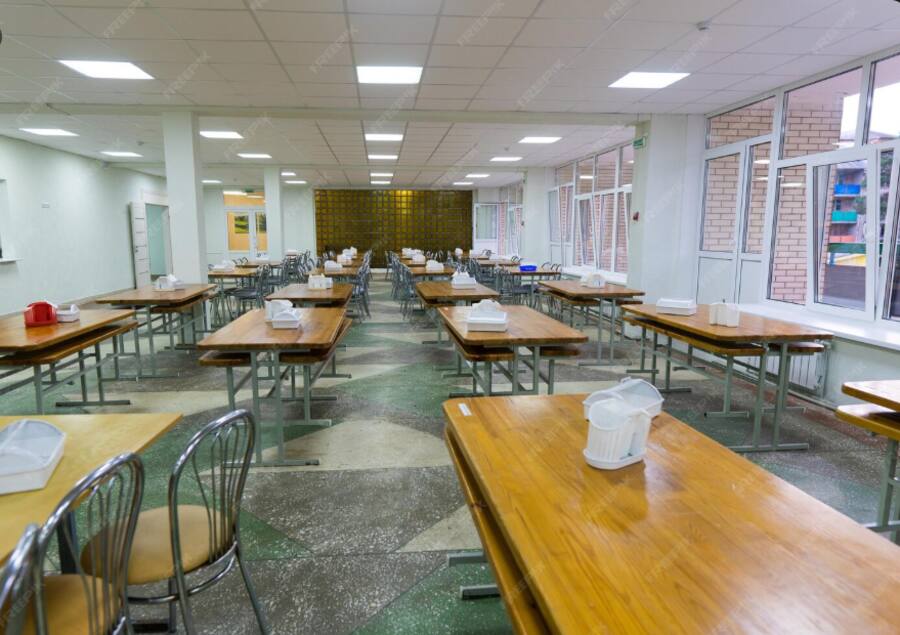 High-turnover canteen seating and servery.